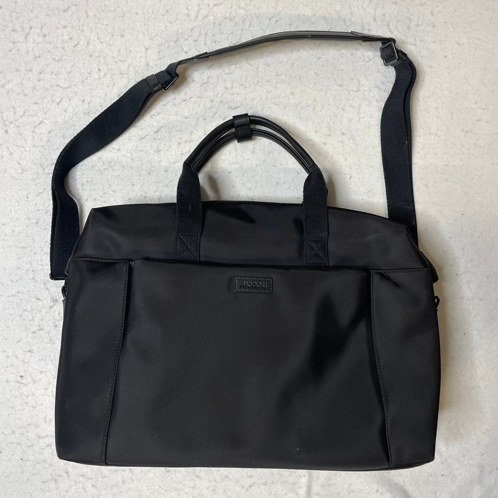 MONOS Black Nylon Duffel‎ Bag Messenger Bag Briefcase Convertible Strap Metro